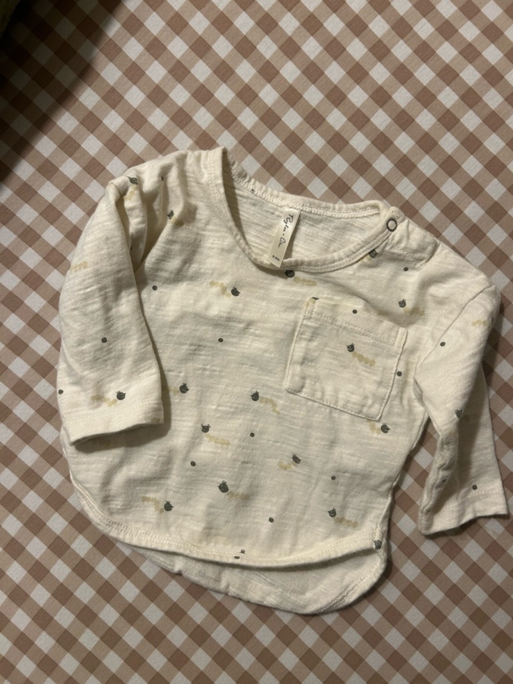 Rylee + Cru Cream Long-Sleeve Pocket Tee with Tiny Dot Print